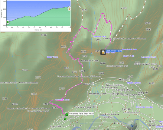 Yosemite Falls to Lost Arrow Point